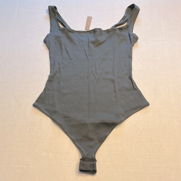 NWT SKIMS Cotton Rib Bodysuit Deep Sea Teal New XL - Picture 2 of 6